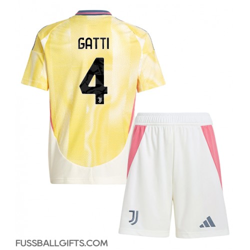 Juventus Federico Gatti #4 Fußballbekleidung Auswärtstrikot Kinder 2024-25 Kurzarm (+ kurze hosen)